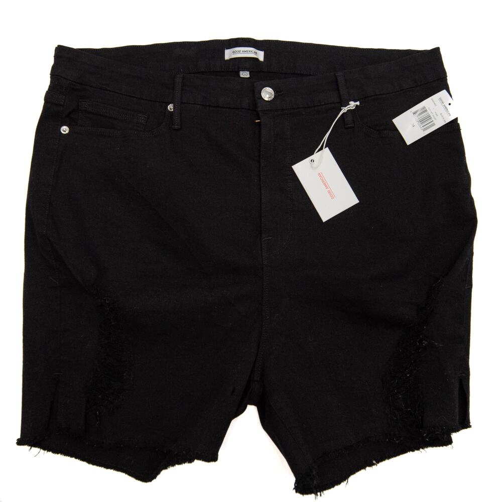 Good American Black Cut Off Jean Shorts Plus Size 24